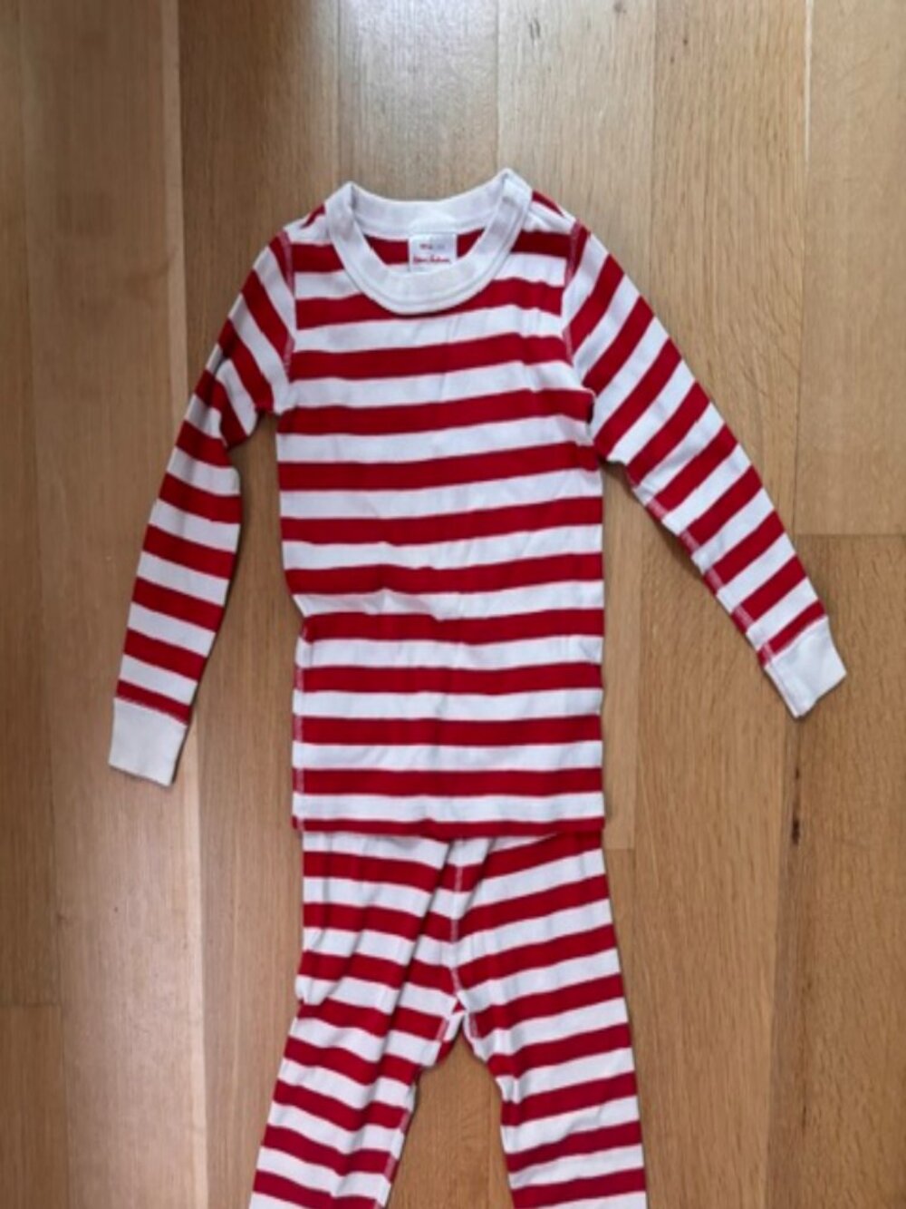 Christmas Hanna Andersson PJs Red & White Striped Long John Pajama Set - 4T